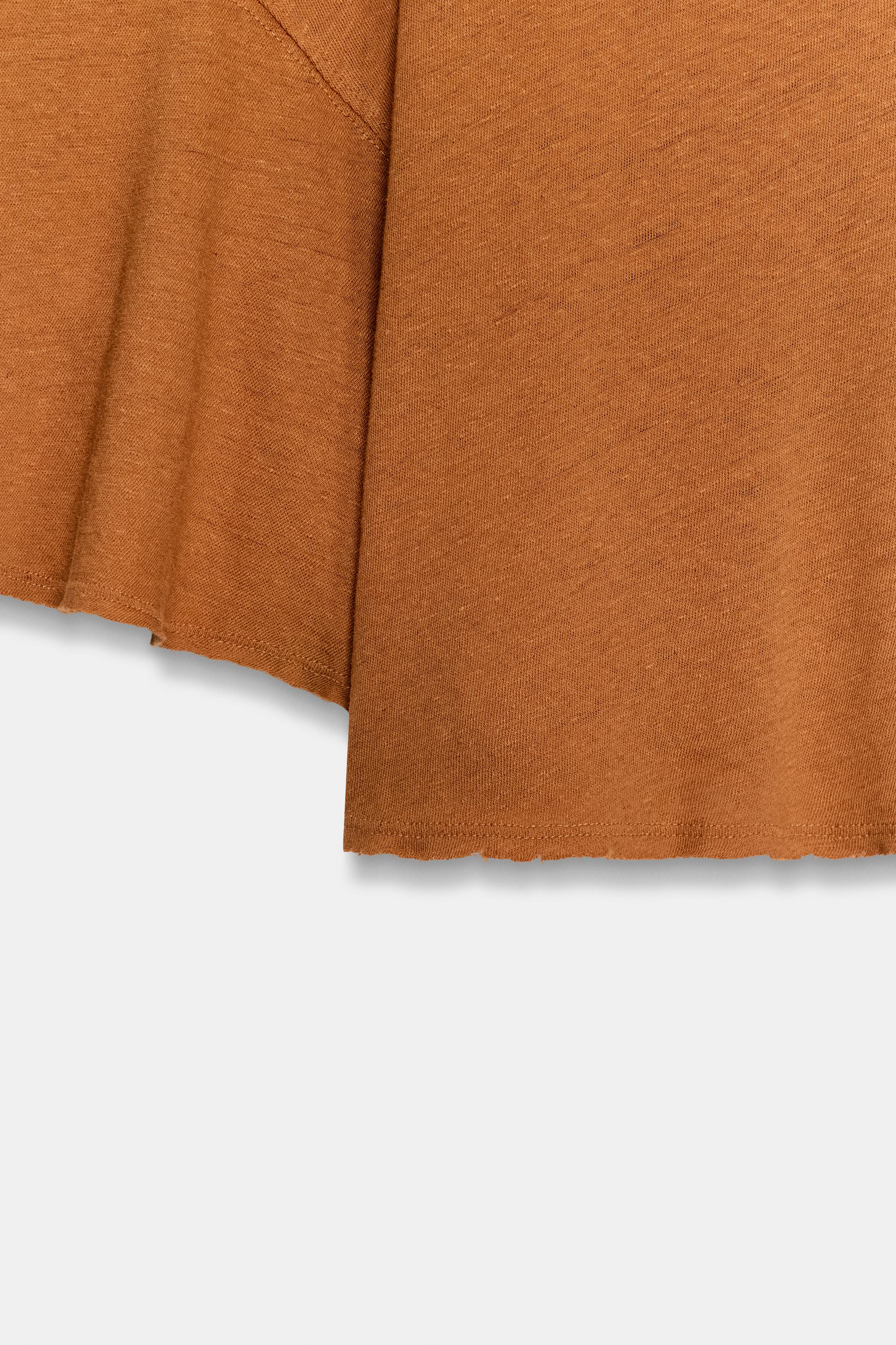 COTTON AND LINEN CAPE T-SHIRT
